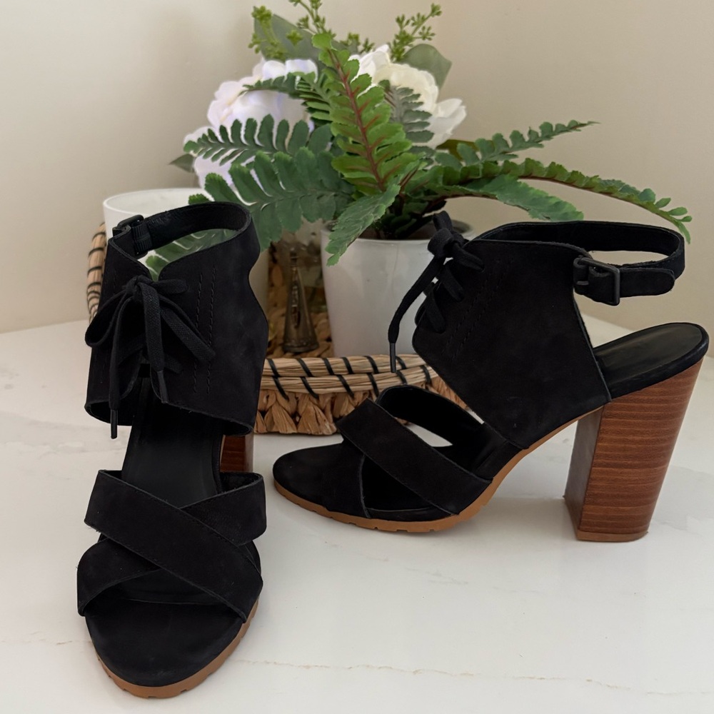 M4D3 Madi Black Suede Lace-Up 4” Block Heel Shoes